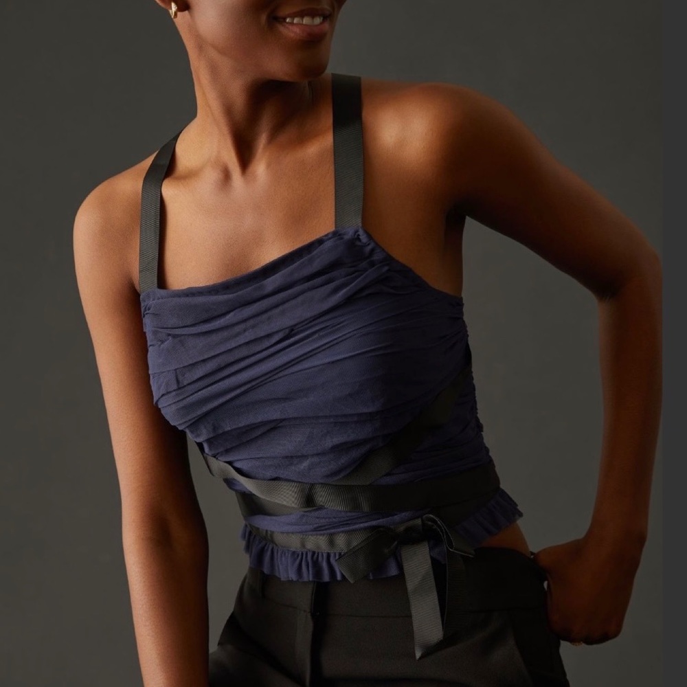 Anthropologie Shirred Tulle Tank XL NWT